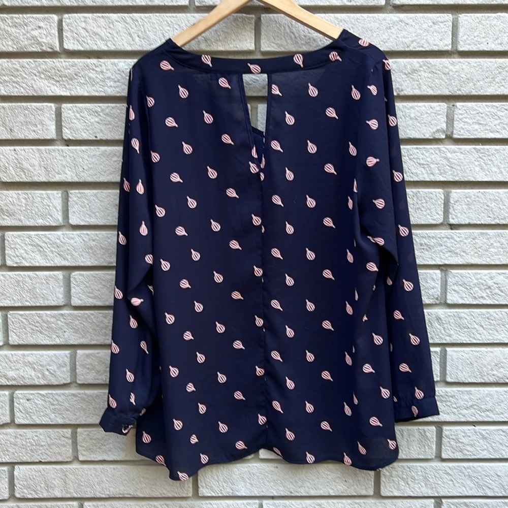 Torrid Sheer Hot Air Balloon Blouse Navy - Picture 10 of 12